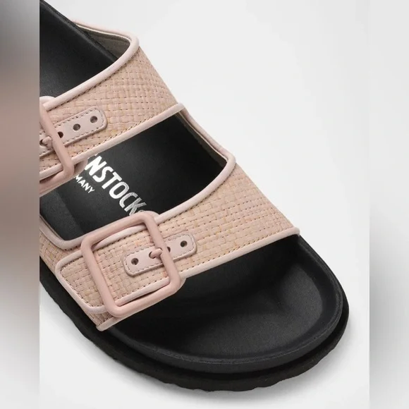 1774 BIRKENSTOCK Arizona Raffia Luxe Slide Sandal Chintz Rose Pink New NWT - Picture 5 of 17